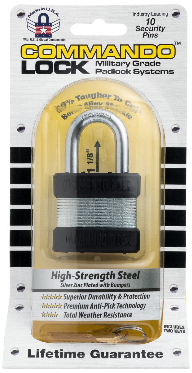 CASE 12ea: Zinc-Plated Steel Padlock | 2 Bumper | Military Grade Commando Lock 