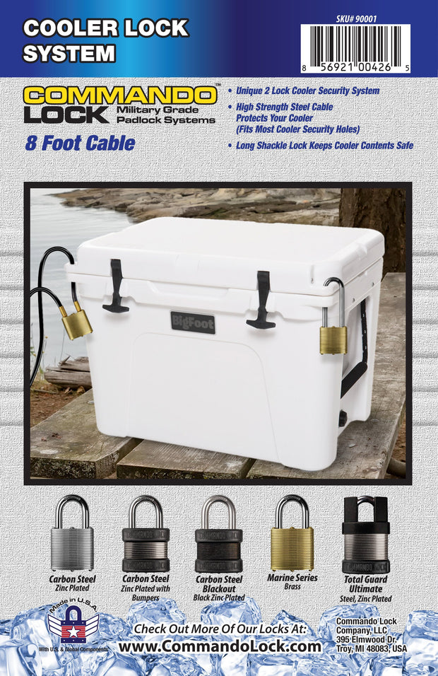 Commando | Cooler Cable Locks | 2 Blackout PadLocks (KA) | Heavy Duty