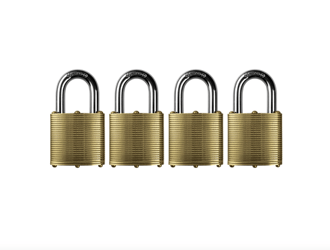 Commando Lock | Marine Series: Premium Brass Padlock | Military-Grade Commando Lock 4 Pack (Keyed Alike) 