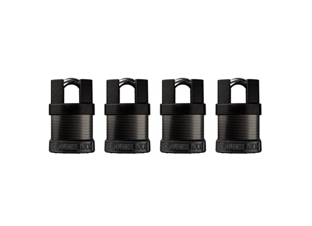 Commando Lock | Total Guard Cut Proof | iCHANGE Shrouded Padlock Commando Lock 4 PACK KEYED ALIKE 